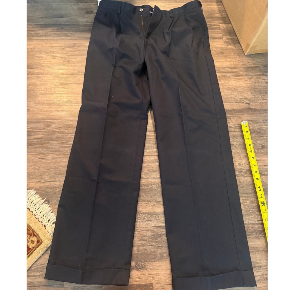 IZOD Heritage Chino Mens 38x34 Navy Blue Double Pleat Classic Fit Cuffed Pants